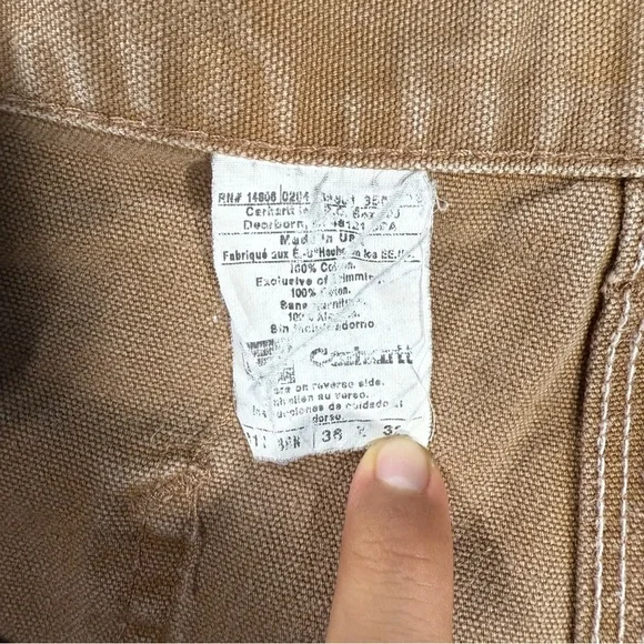 Vintage Carhartt B11 Brn Canvas Carpenter Pants Men's Sz 36x32 USA Made - Picture 7 of 11